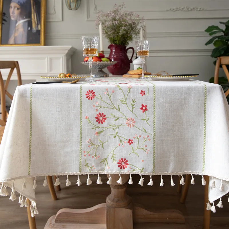 Nordic Style Tassels Cotton Linen Tablecloth,Modern Simplicity