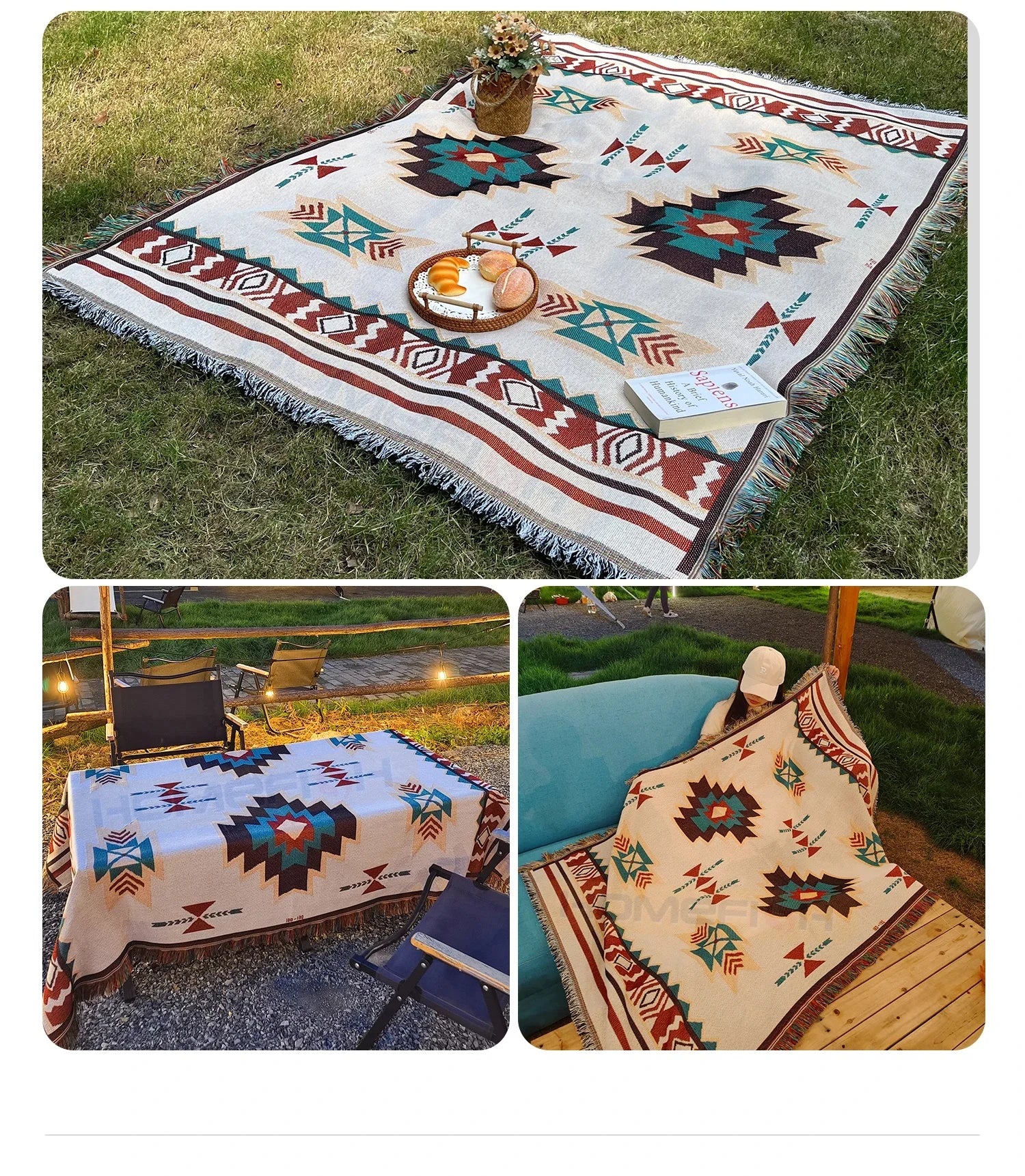 Aztec Fringe Throw Blanket