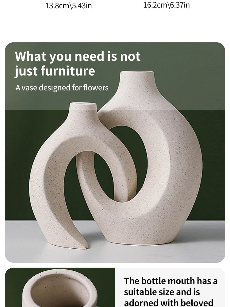 European Ceramic Vase Set Creative White Simple Home Decoration Living