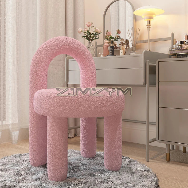 Round Velvet Vanity Stool Footrest