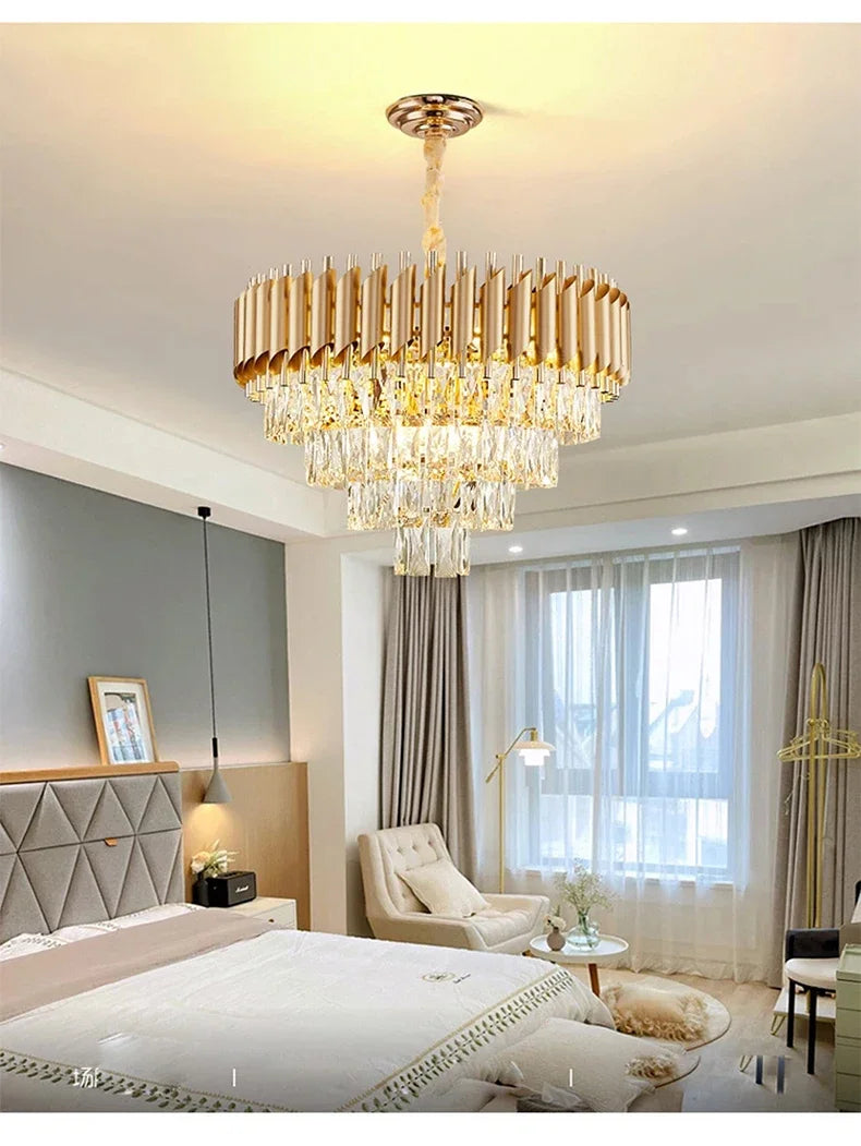 Luxury Crystal Ceiling Chandelier Lighting Modern Living Room Lights