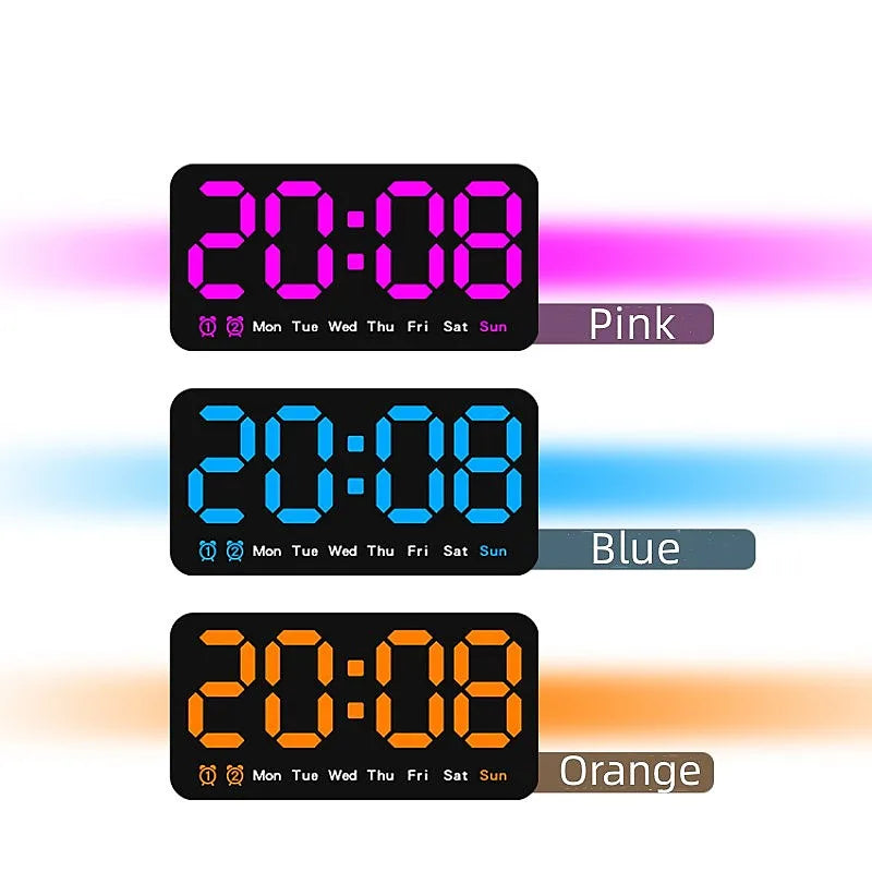 Voice Control Large Digital Wall Clock Temperature Date Week