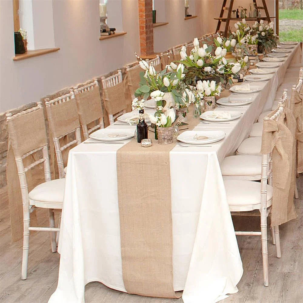 Wide Jute Burlap Table Runner Roll