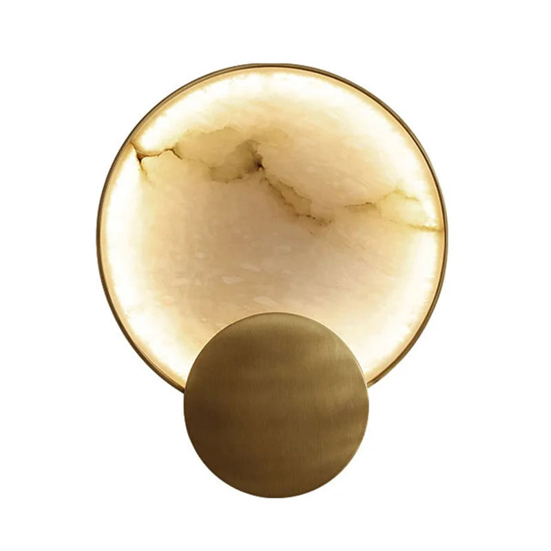 Round Marble and Copper Wall Lamp
