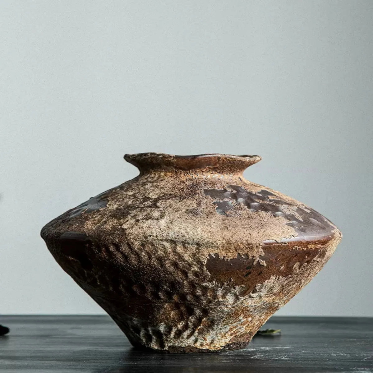 Rustic Glazed Ceramic Vase, Handmade in Wide or Tall