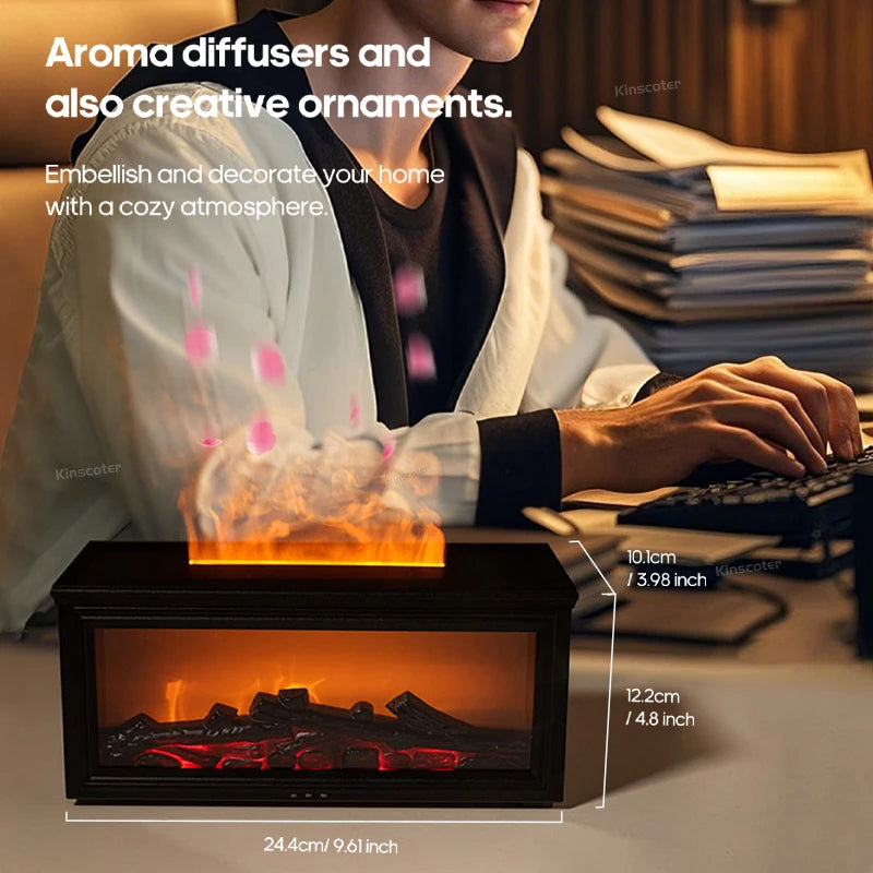 Simulated Fireplace Flames Aroma Diffuser Aromatherapy Ultrasonic Air
