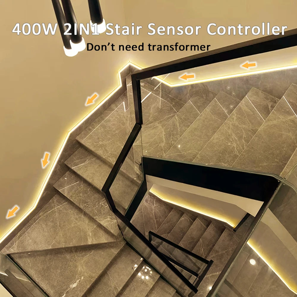 5M 10M 15M Sensor Motion Stairs LED Strip Light Kit 24V COB Water Flow