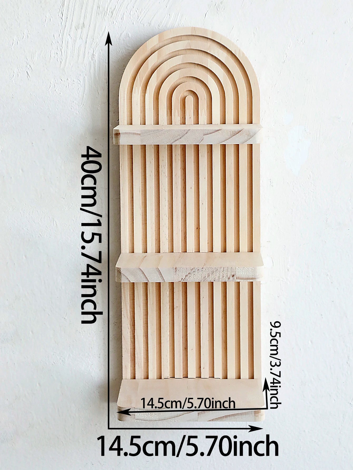 Boho Geometric Wooden Wall Shelf