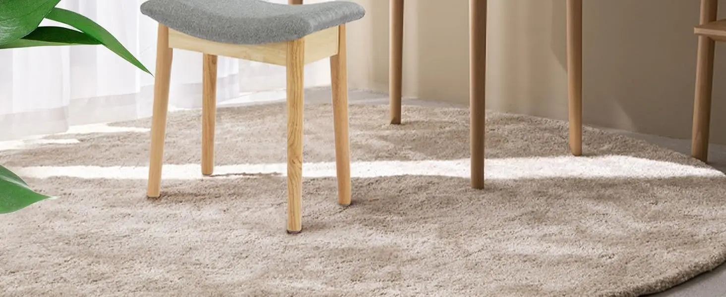 Saddle Cushion Vanity Stool with Wood Legs