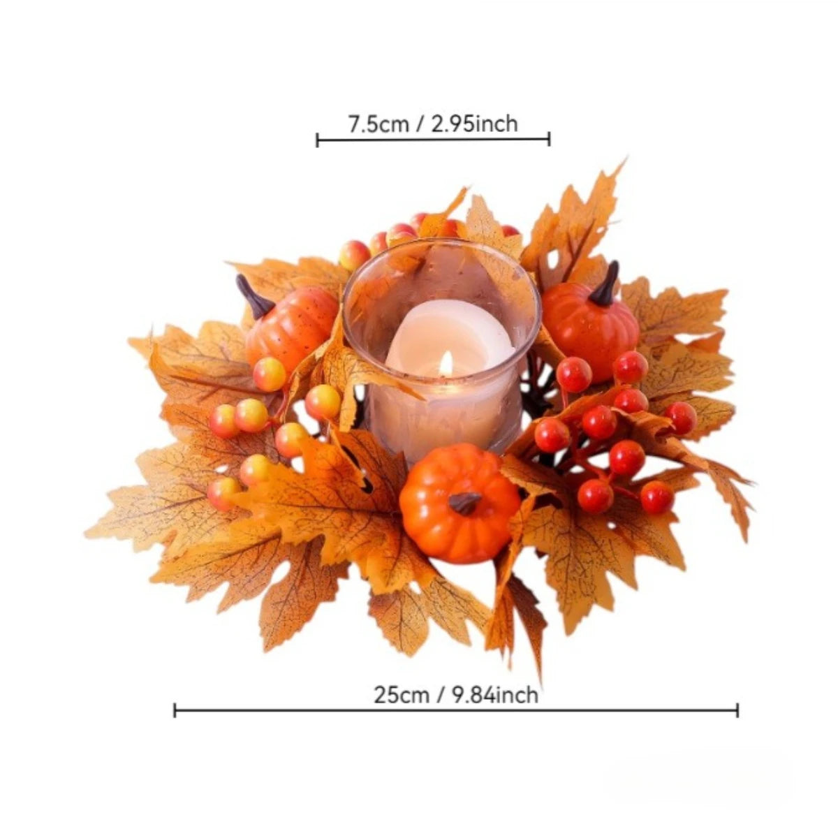 Maple Pumpkin Berry Candle Wreath