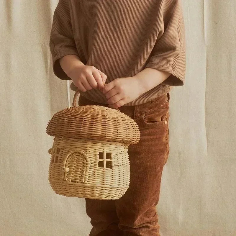 Woven Rattan Mushroom Basket