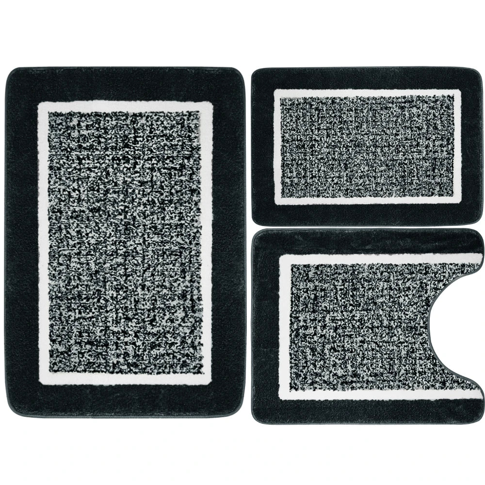 Velvet Memory Foam Bathroom Rug Set Of 3 Water Absorption Non Slip