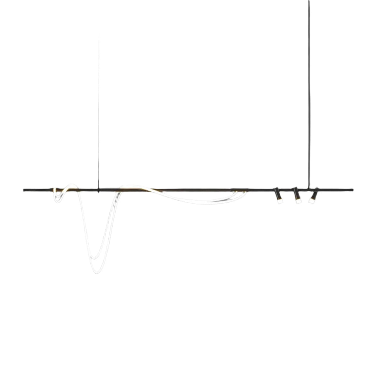 Dimmable Polished Steel Linear LED Pendant, Black Detail