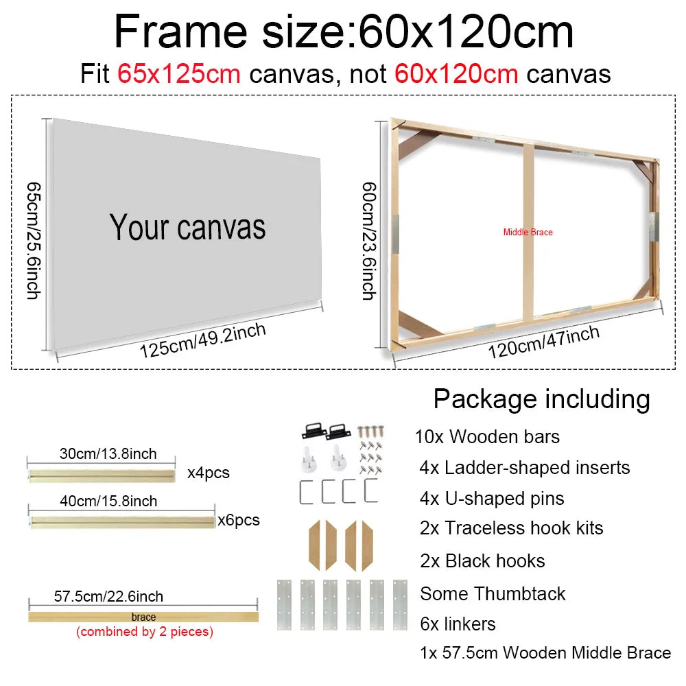 24 Sizes Large Wall Canvas Frame Wooden Frames Wooden