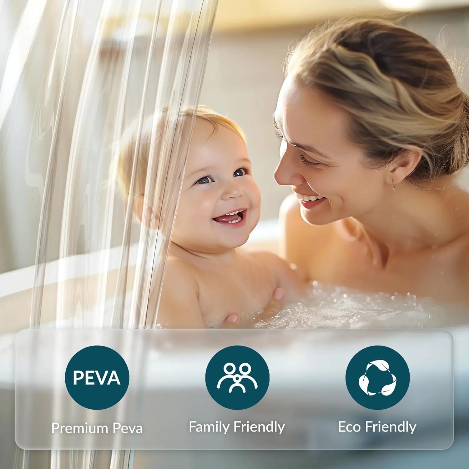 Clear Shower Curtain Liner, Peva 72x72 Lightweight Waterproof