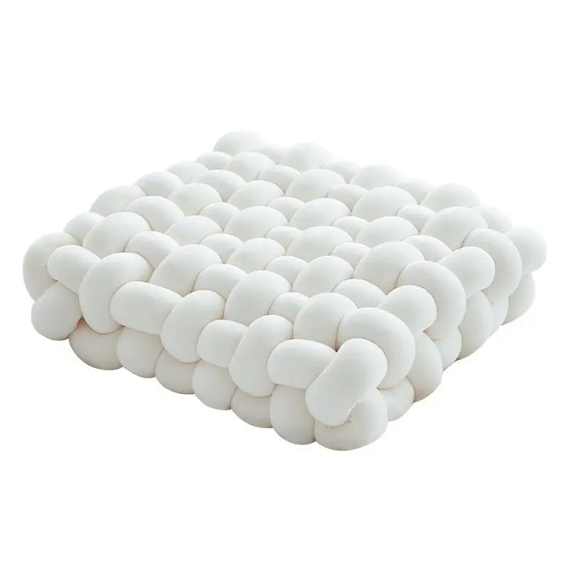 Living Room Soft Plush Knot Cushion,Sofa Pillow Solid Square Hand-Woven Home Throw Pillow,Square Woven Seat Cushion