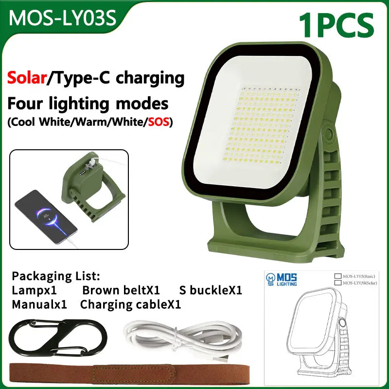 MOSLIGHTING Solar Chargin Tent Strong Light with Magnet Zoom Portable