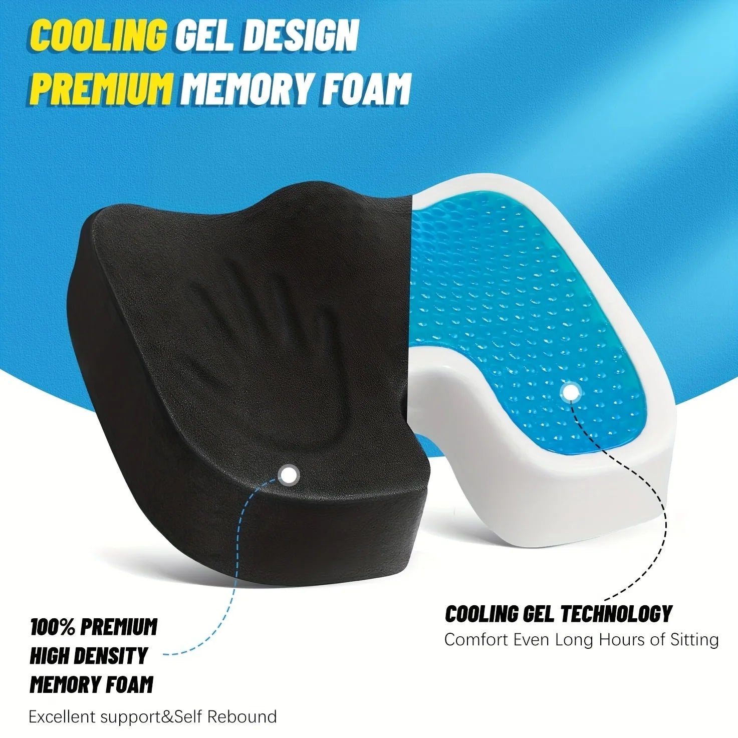 Thick Cooling Cushion,Gel-Enhanced Office Chair Cushion, Car Driving