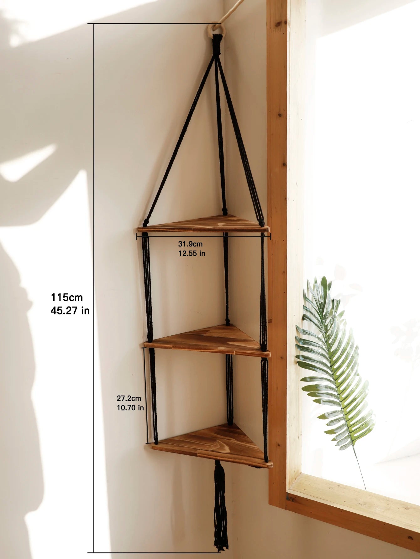 Hanging Wood Corner Shelf