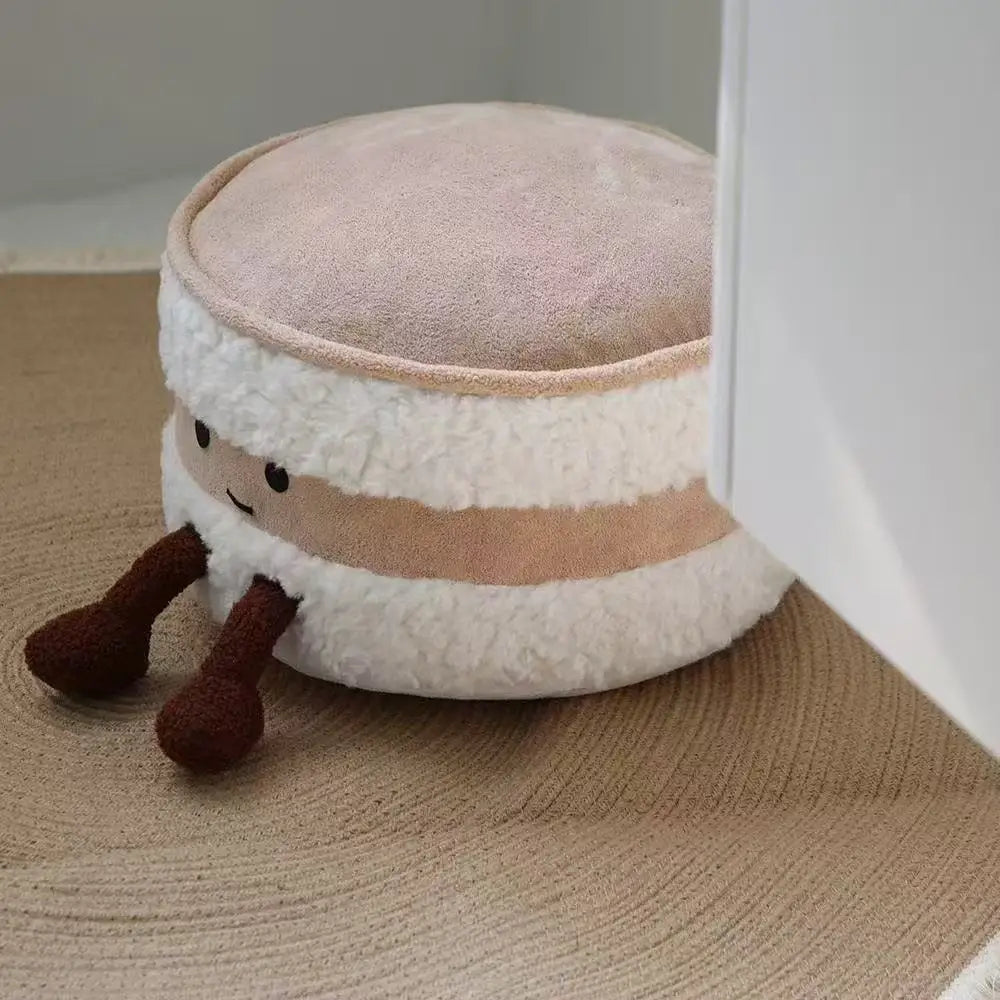 Cute Plush Cake-Shaped Stool - Removable Cover Pouf For Living Room Tatami Footrest & Shoe Changing Decorative Stool Gift