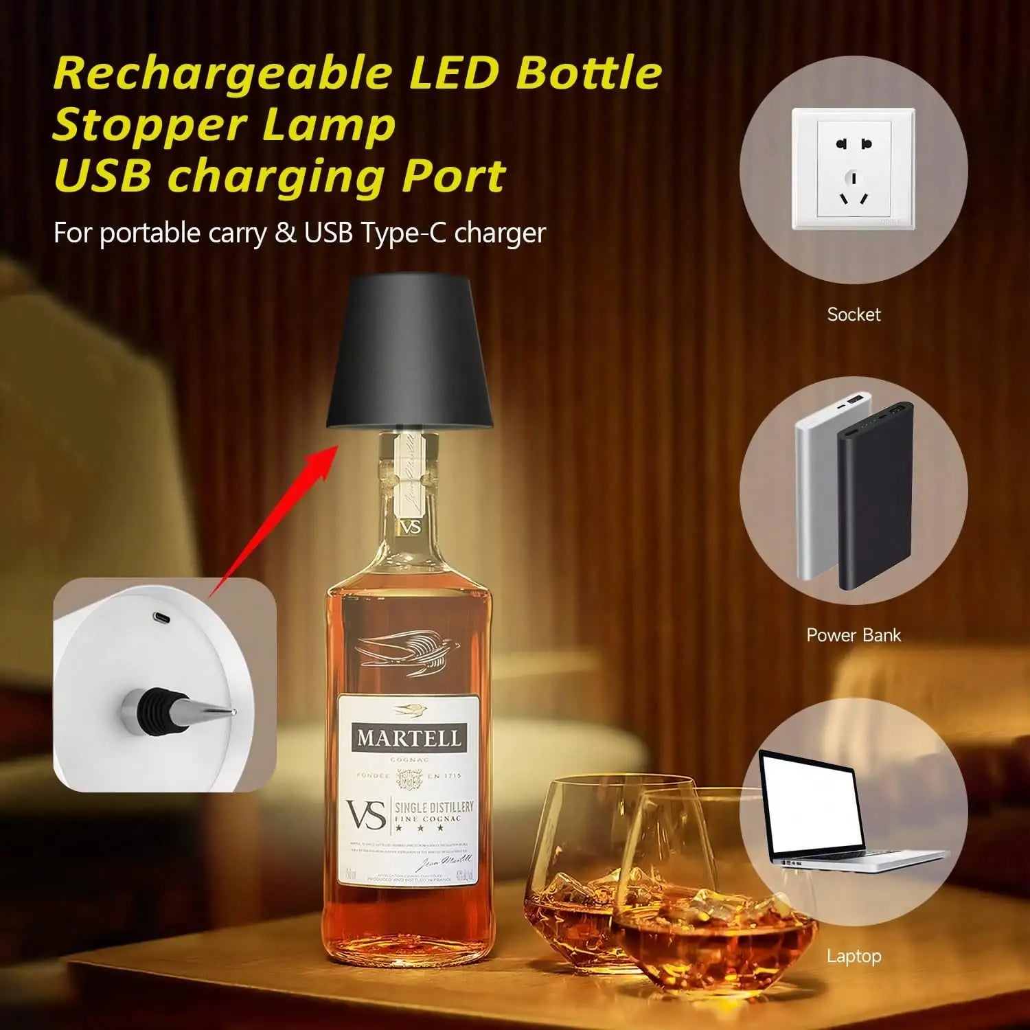 Rechargeable Wine Bottle Table Lamp