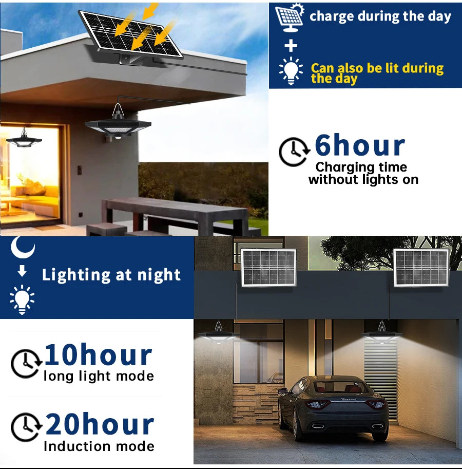 Solar Shed Light Solar Pendant Light Indoor Outdoor 228/180 LED 1000LM