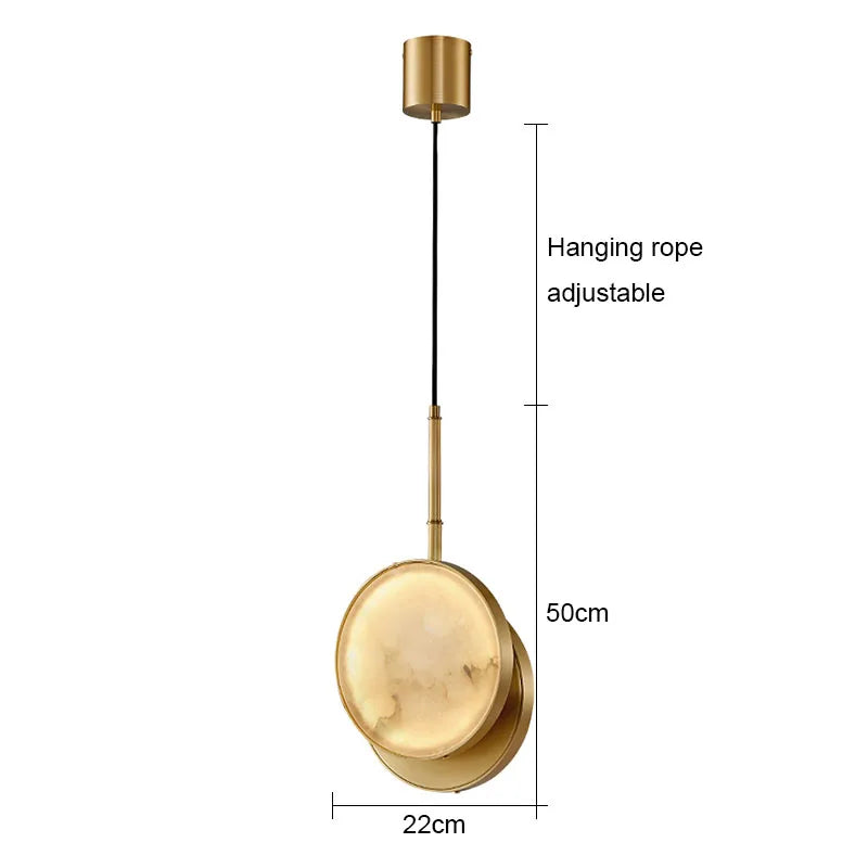 Round Marble and Copper Wall Lamp