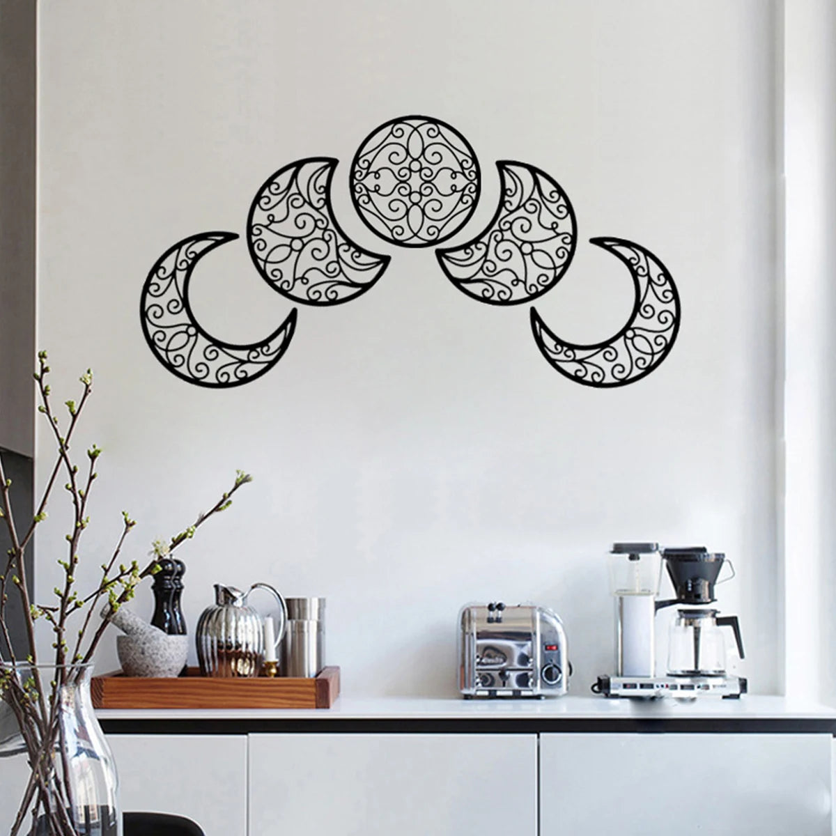 Black Moon Decoration Wall Hanging 3D Moon Phase Spiritual Bedroom