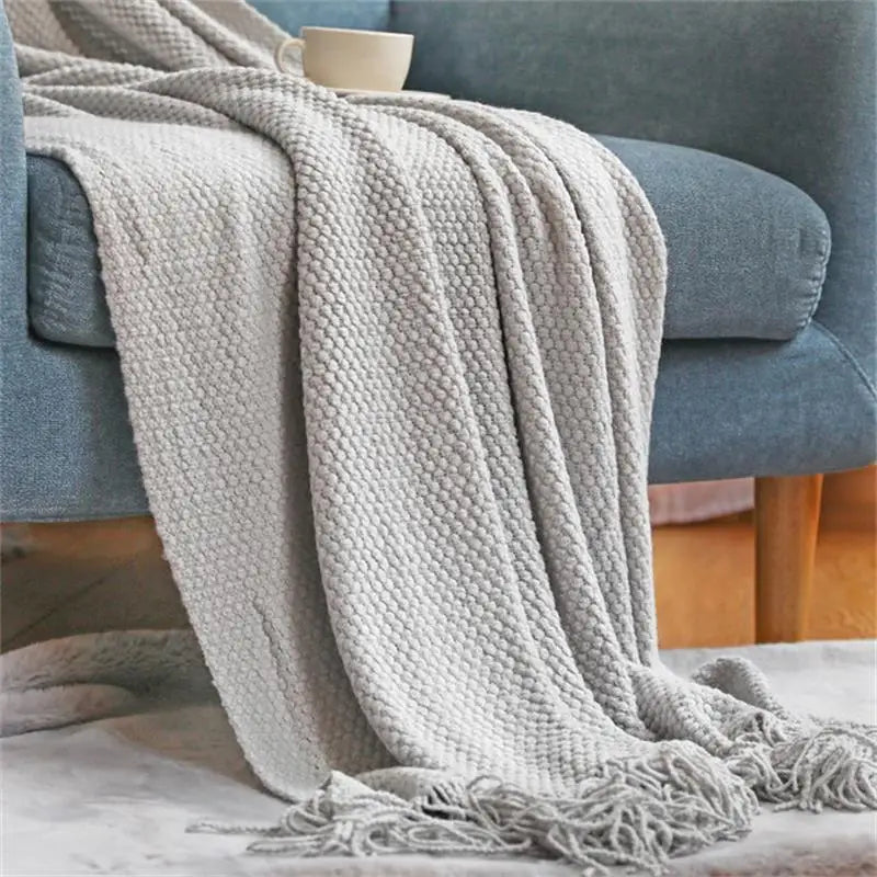 Nordic Solid Knit Throw Blanket