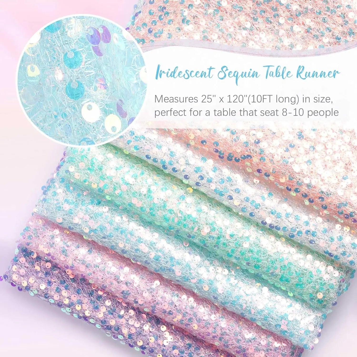 Glitter Iridescent Sequin Table Runner,Soft Wedding Dining Table Decoration