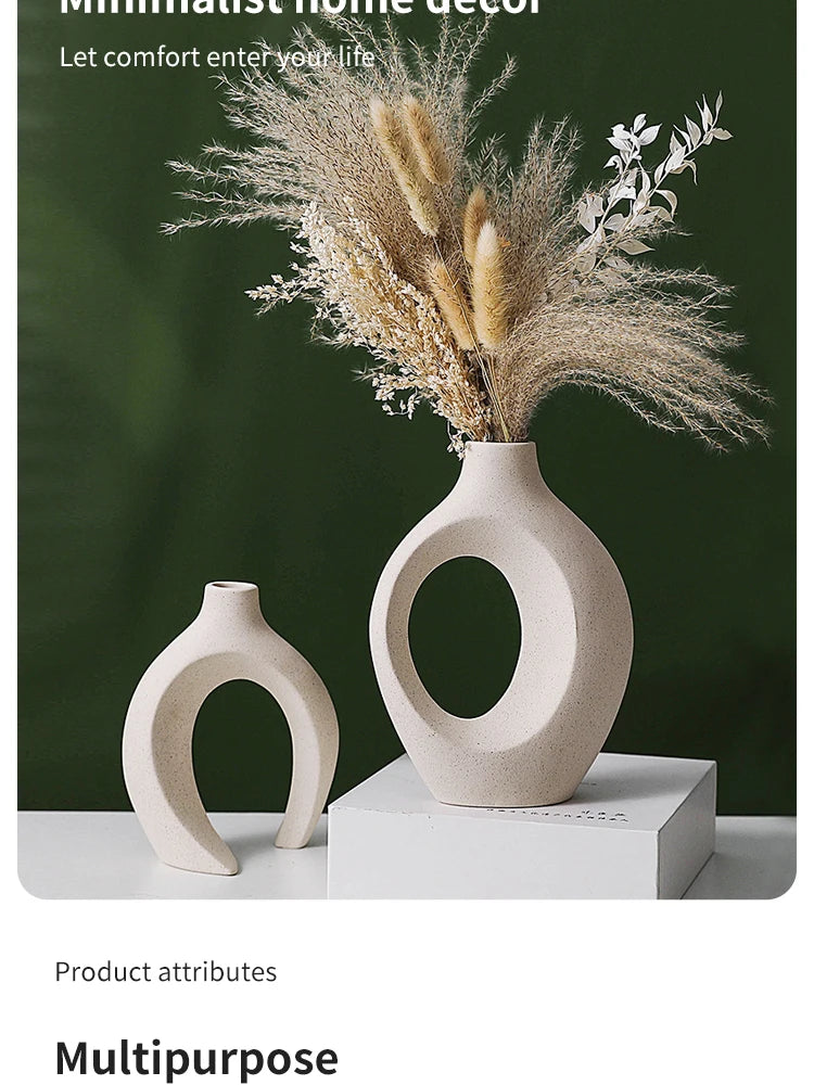 European Ceramic Vase Set Creative White Simple Home Decoration Living