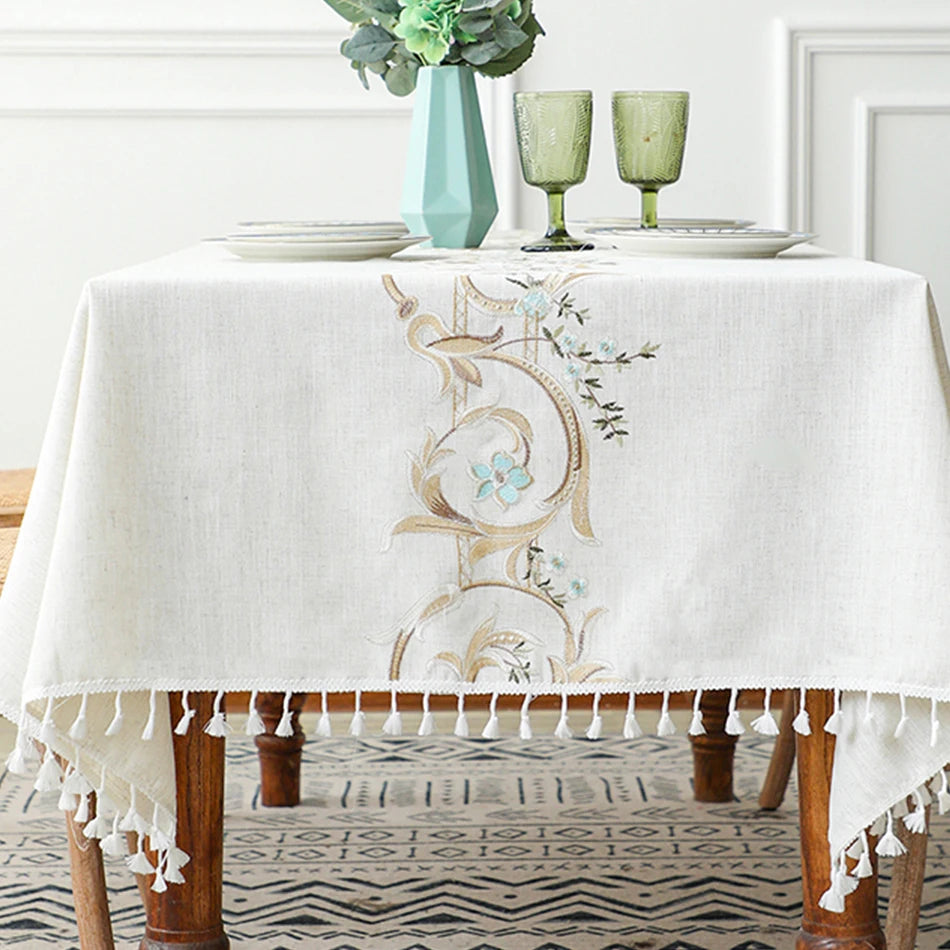 Nordic Style Tassels Cotton Linen Tablecloth,Modern Simplicity