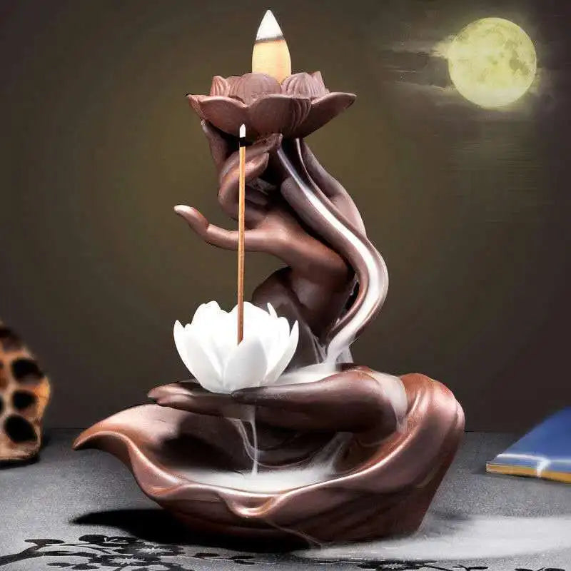 Buddha Hand Lotus Backflow Incense Stand