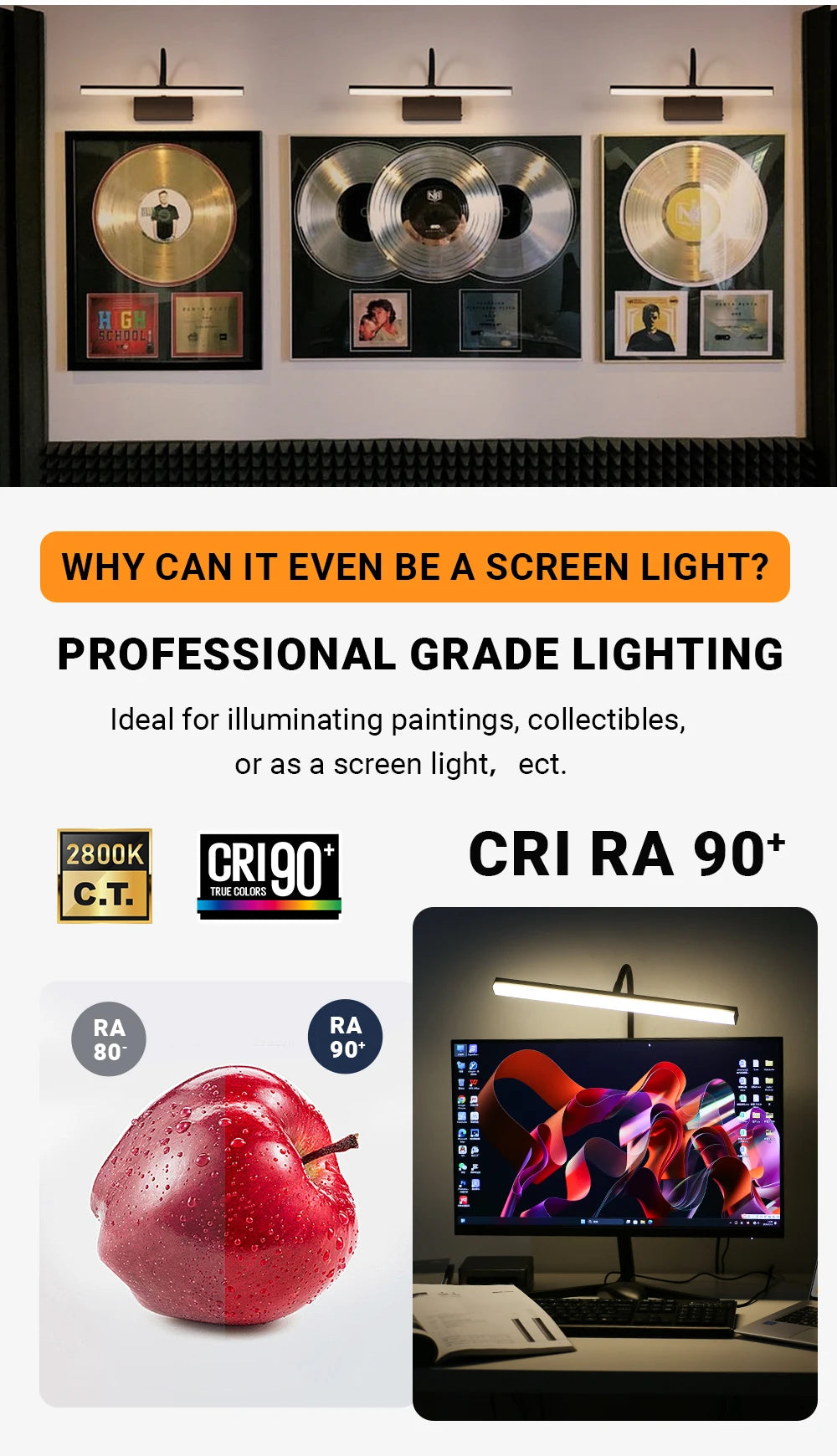 Rechargeable LED Wall Lamp Flexible Adjustable Wall Light Fixtures 40cm