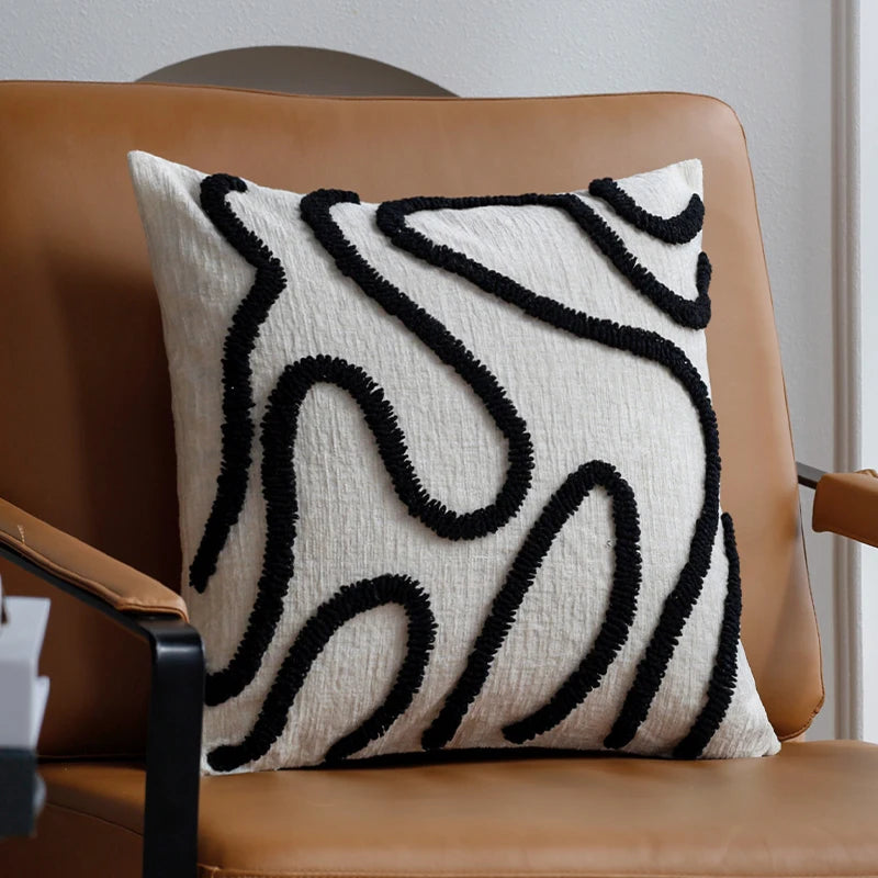 Boho Chenille Line Cushion Cover