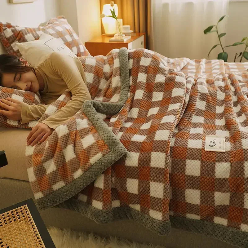 Knit Blanket Throw Soft Chenille Yarn Knitted Blanket Machine
