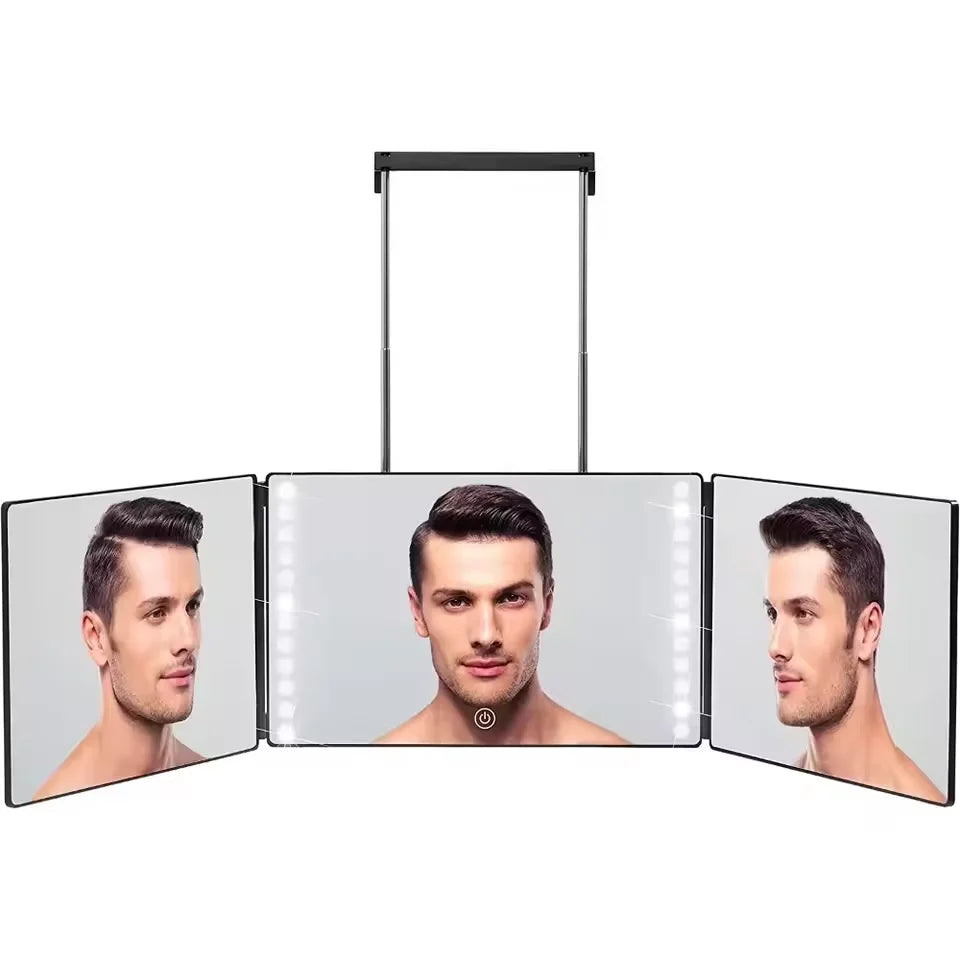 Trifold LED Makeup Mirror for Self Haircut