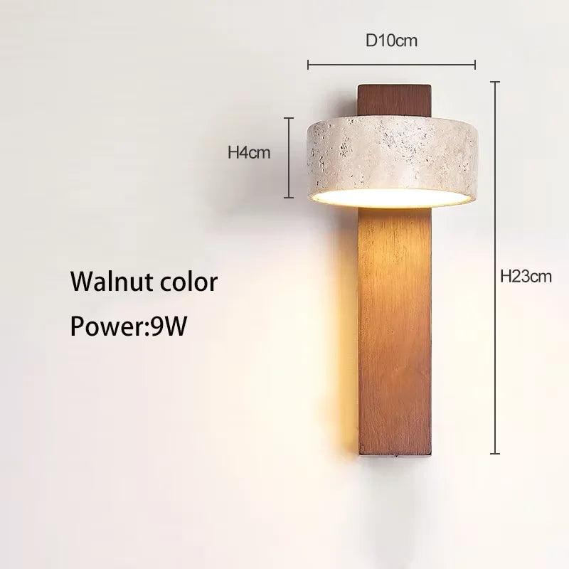 Travertine Stone Pull Chain Wall Lamp