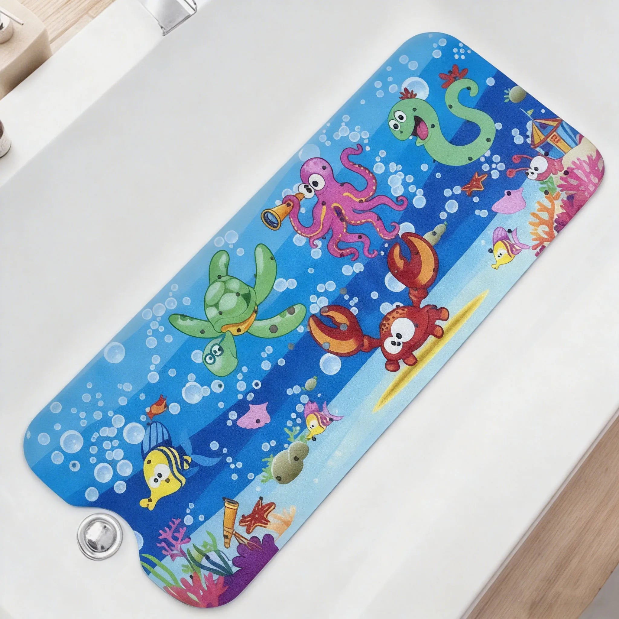 1pc Cartoon Extra Long Bathtub Mat 40x100cm Non Slip Bath Mat