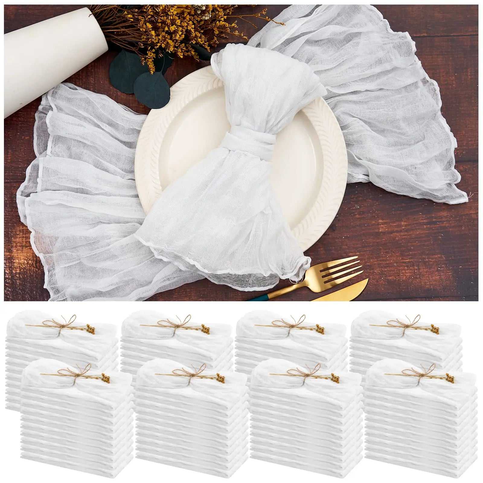 Gauze Cheesecloth Table Runners Set of 6