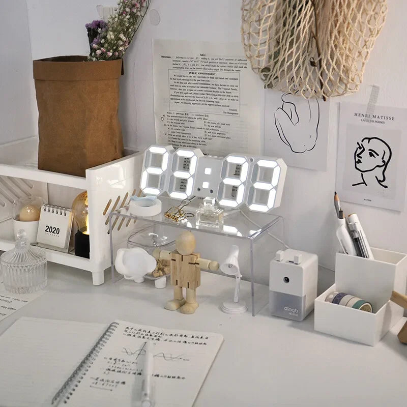 3D LED Digital Clock Wall Decoration Glow Night Mode