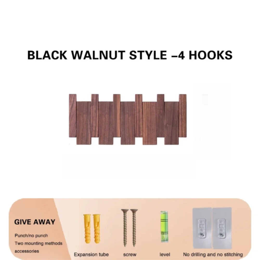 Wooden Wall Coat Rack with 8 Hooks