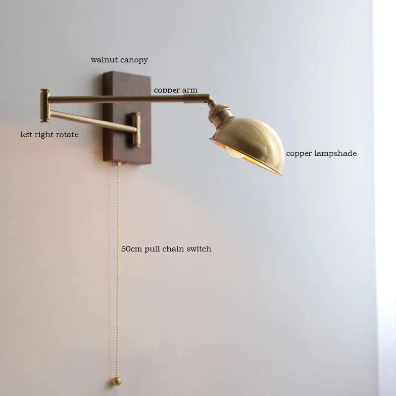 Wood Canopy Swing Arm Wall Light