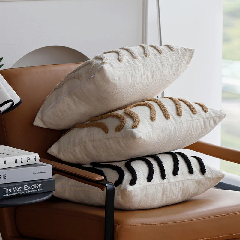 Boho Chenille Line Cushion Cover