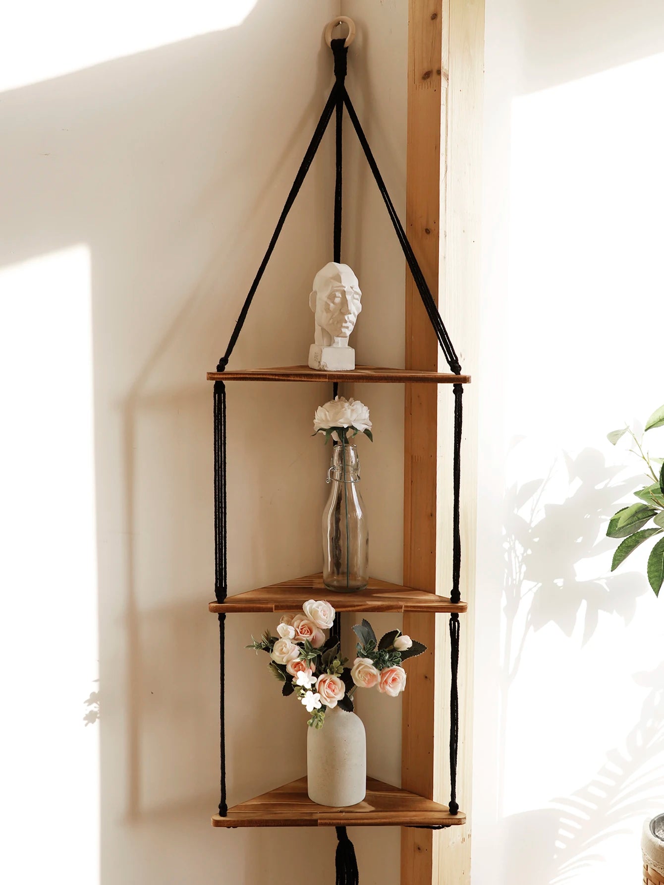 Hanging Wood Corner Shelf