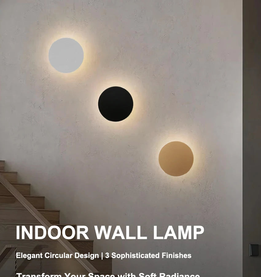 Modern Round Wall Lamp 15cm/20cm LED Black/White/Gold Aluminum Acrylic