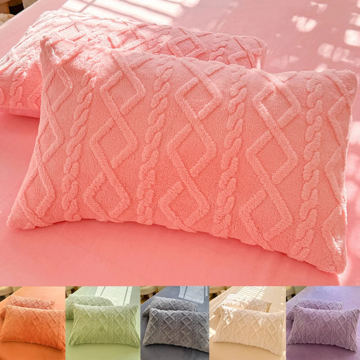 Milk Fleece Winter Thickened Pillowcase Bedding Coral Fleece Simple