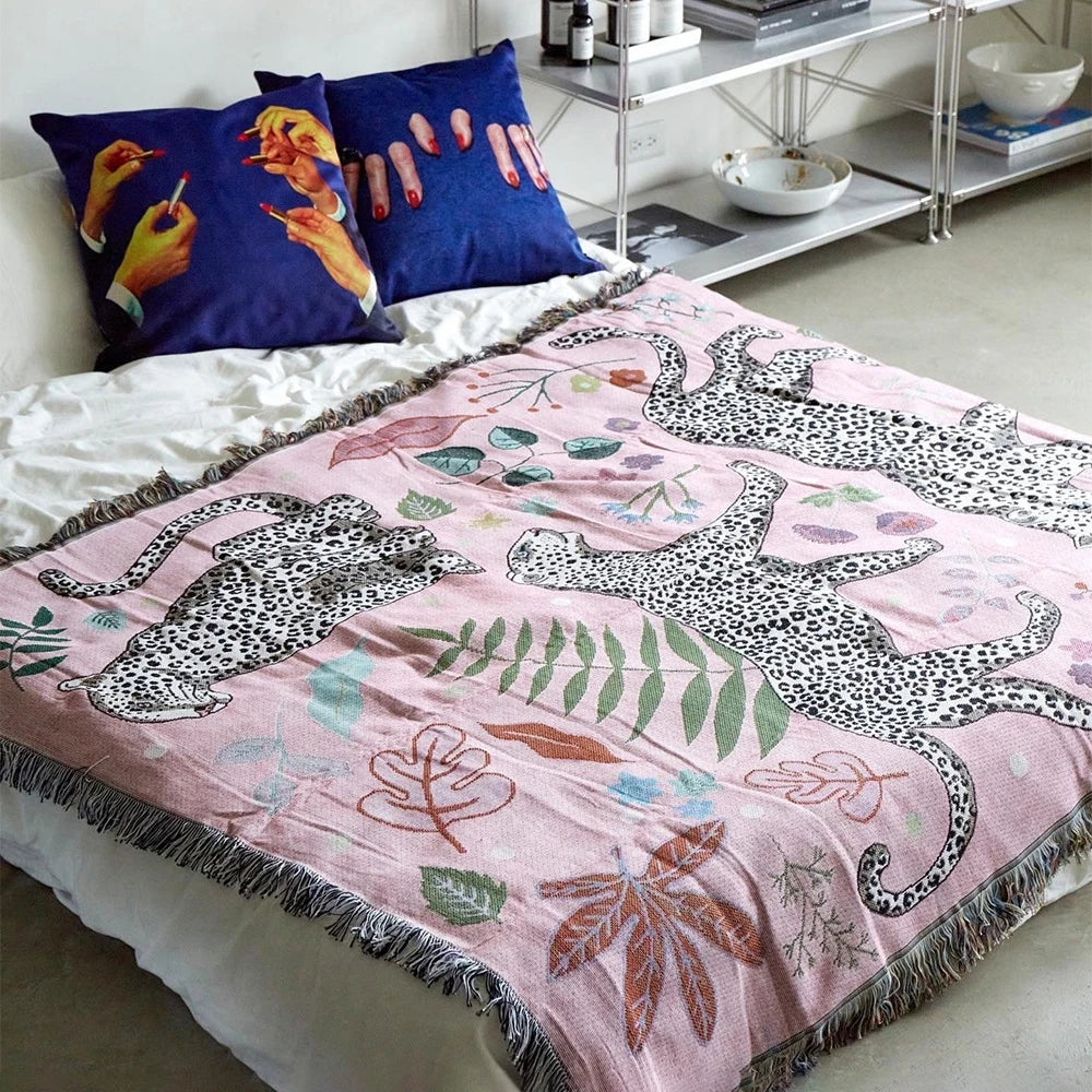 Leopard Jacquard Knit Throw