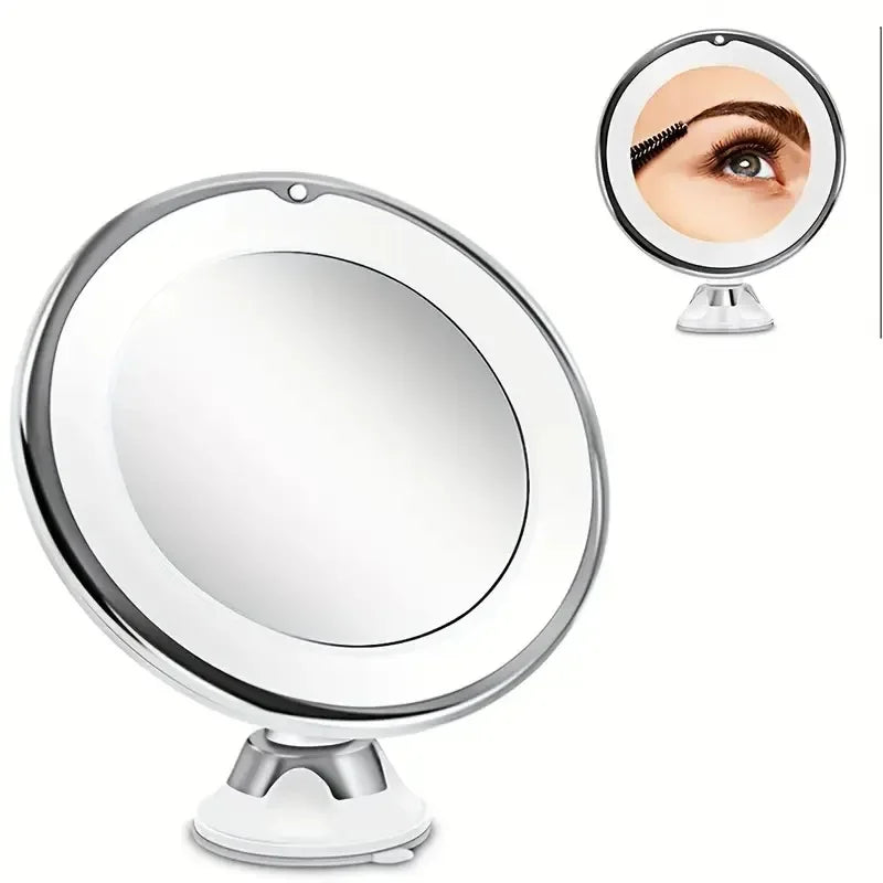 Round LED Makeup Mirror with 10X Magnification