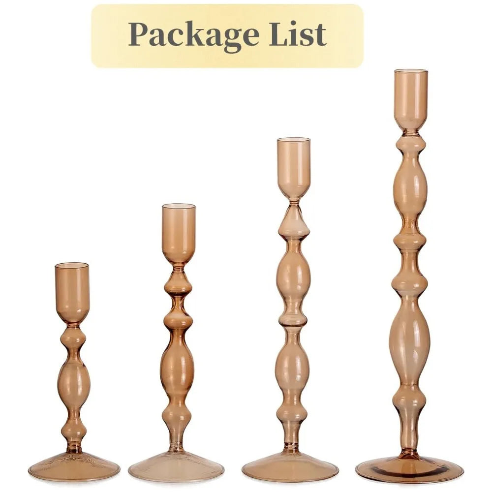 Wavy Glass Taper Candle Holders